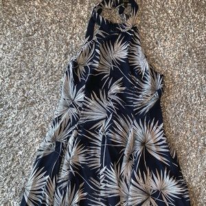 Aakaa Navy Blue White Print Mini Dress Size Small